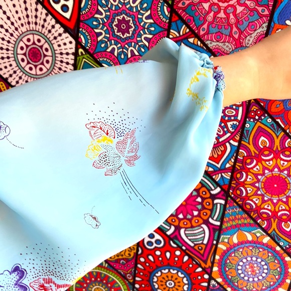 Vintage 1970s Sheer Mock Neck Long Sleeved Dress Sz 8 - Picture 8 of 8